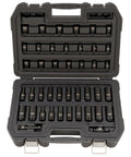 Impact Socket Set Three Eighths Inch Drive, 42 Piece, SAE And MM Sizes, Direct Torque Technology, in durable case open view