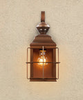 Dual Brite Dimmable Motion Activated Decorative Light with Antique Bronze Finish, wall-mounted on a textured surface.