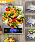 Digital Kitchen Scale 22Lb Capacity for food weighing with large LCD, stainless steel, tempered glass, weighing salads.