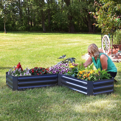 Galvanized Raised Garden Bed Kit 2x2x1 Ft Square Outdoor Planter For Vegetables Herbs And Flowers Dark Gray Metal Box With Sturdy Build For Easy Setup And Bigger Harvests In Your Backyard