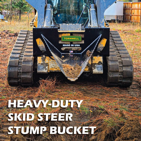 Industrial Grade Stump Bucket Attachment For Skid Steer With Serrated Edge And AR400 Tip Heavy Duty Root Grapple in use