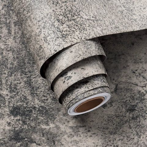 Stained Grey Concrete Contact Paper 15.7in by 240in peel and stick self adhesive removable faux cement wallpaper roll