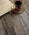 Cup and newspaper on Gray Shiplap Peel And Stick Wallpaper Wood Contact Paper 17.7 By 393.7 Inches Distressed Wood Grain Roll