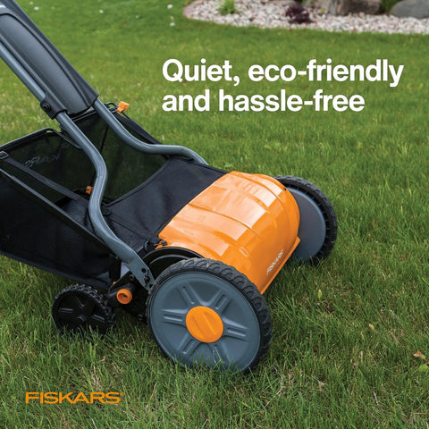 Manual 17 Inch Cut Width Reel Mower For Easy Lawn Care No Motor Grass Cutter With Stay Sharp System And Steel Blades That Stay Sharp Inertia Drive Push Design Eco Friendly Yard Tool on grass