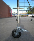 Heavy Duty 8 Inch Rubber Scaffold Caster Wheels Set Of Four Rock Solid Swivel Casters With Dual Brakes And Greaseable Bearings Built Tough For The Daily Grind 800 Lb Capacity mounted on scaffold.