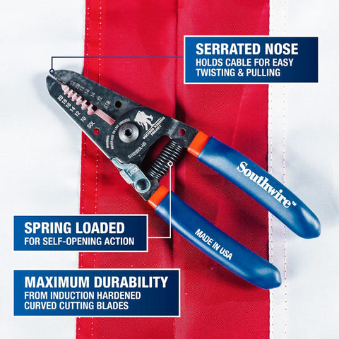 Compact Wire Stripper And Cutter For Slick Electrical Work With Precision Shear Blades And A Comfortable Double Dipped Grip