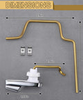 Left Hand Pressure Assist Toilet Lever With Linkage For Gerber Ultra Flush Tanks 99-571-KT Compatible Durable Brass Construction One Pack Replacement Handle For Smooth Flush And Long Lasting Performance. Dimensions view, 5.9 in brass lever