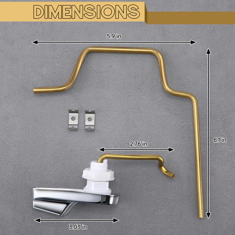 Left Hand Pressure Assist Toilet Lever With Linkage For Gerber Ultra Flush Tanks 99-571-KT Compatible Durable Brass Construction One Pack Replacement Handle For Smooth Flush And Long Lasting Performance. Dimensions view, 5.9 in brass lever