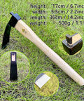 14 Inch Tough As Nails Narrow Hoe With Oak Wood Handle Japanese Carbon Steel Garden Tool for Digging on grass background