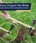 Beast 2 In 1 Garden Tool Mattock With Hoe And Axe, 42 Inch Ash Handle, Carbon Steel Heads, German Made Quality used on grass