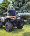 ATV UTV Dry Material Spreader 2.2 Cu Ft With 2 Inch Receiver Mount And Rain Cover 12V Motor Easy Spreading for Lawn Care
