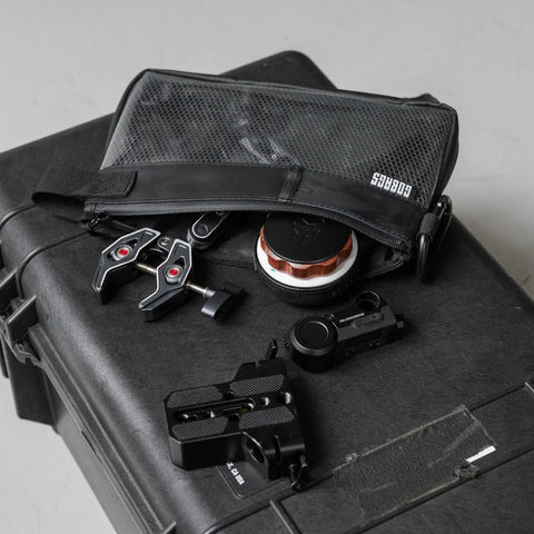 Small Black Electronics And Camera Accessories Bag With TPU Water Resistant Layer, Cable Organizer Pouch on case