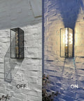 Solid Brass Outdoor Wall Lantern Sconce With Tempered Glass For Exterior Porch And Patio Rectangular Waterproof Lighting On and Off