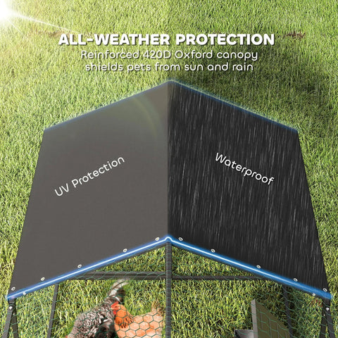Large Outdoor Metal Chicken Coop Run With Weatherproof Anti UV Cover 10 Ft Long By 3.3 Ft Wide By 3.3 Ft High Roomy Cage canopy