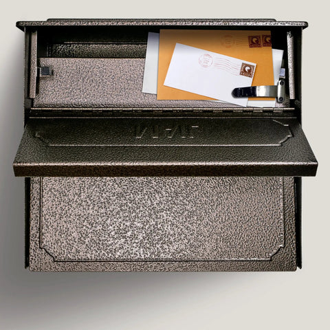 Open Townhouse Bronze Wall Mount Locking Mailbox With Large Capacity Built Tough 14 To 16 Gauge Steel Anti Pry Latch