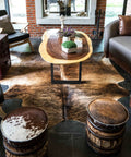 Living room with rustic decor featuring a wooden coffee table and heavy duty 16 inch metal furniture legs with adjustable feet.