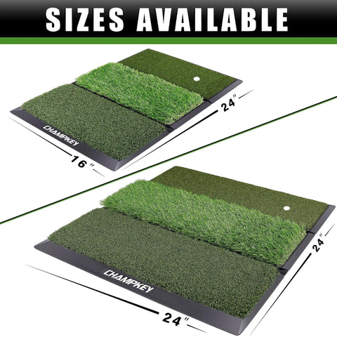 Tri Turf Golf Hitting Mat With Heavy Duty Rubber Backing For Indoor Or Outdoor Practice 16x24 and 24x24 sizes shown