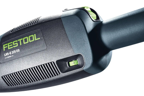 Close-up view of Planex LHS E 225 EQ Drywall Sander With Direct Drive Brushless EC TEC Motor featuring power switch and handle.