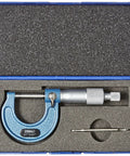 Pro Grade Outside Micrometer 0 To 1 Inch Range With Carbide Tipped Faces, Microfine 0.001 Inch Graduation, Flat Anvil And Spindle, Hardened Precision Ground For Accurate Measurements And Long Tool Life. open case