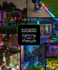 Outdoor scenes with Color Changing LED Garden Lights Kit With 24 Small Landscape Path Lights 46ft Cord And 22ft Lead Wire Remote Control.