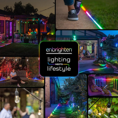 Outdoor scenes with Color Changing LED Garden Lights Kit With 24 Small Landscape Path Lights 46ft Cord And 22ft Lead Wire Remote Control.