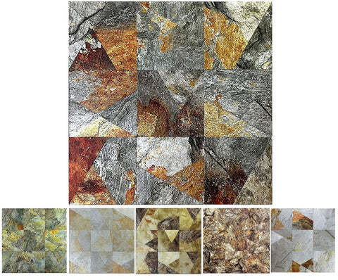 Self Adhesive Metal Backsplash Tile Set, 5 Sheets Triangle Aluminum Mosaic, 3D Wall Sticker For Kitchen And Bath, Rusty Slate Finish