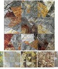 10 Sheet Peel And Stick Metal Backsplash Tiles Set With Self Adhesive Triangle Aluminum Mosaic For Kitchen And Bathroom Decor 3D Rusty Slate Look Easy Cut Mess Free DIY Friendly showing detailed geometric patterns in various shades of slate and rust colors.
