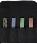 Pocket Size Diamond Knife Sharpener Whetstone Set 4 Pack Color Coded Grits For Chef Knives And Outdoor Gear in black pouch