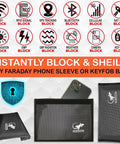 Front view of All Signal Shielding Phone And Card Pouch With RFID Blocking And GPS Blocker Dark Gray No Signal Privacy