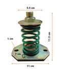 Heavy Duty Spring Mount Isolators For Workshop Gear showing green spring, 11.5 cm tall, designed for vibration dampening.