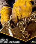Hands securing 9.525 mm chain with QuikBinder Plus Ratchet Load Binder And Grade 70 Chain Set Three Eighths Inch By 16 Foot Heavy Duty Tie-Down For Trucks And Flatbeds Lock It Down Heavy Loads With 6,600 Pound Working Load Limit.