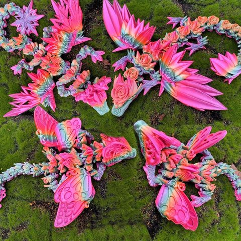 3D printed models in vibrant Silk Rainbow PLA Filament 1.75mm 1kg Color Change Filament Multi Color With High Gloss Finish.