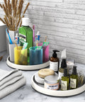 12 Inch Lazy Susan Spice Organizer Rotating Tray Set 5 Pack Non Slip Rimmed Edge No Tools Needed Easy Grab-And-Go for organized toiletries