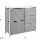 Bedroom Closet Organizer With Five Fabric Storage Drawers For Clothes And Accessories White Durable Space Saving Dresser