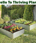 Galvanized Raised Garden Bed 6 Feet By 3 Feet By 1 Foot Outdoor Planter For Vegetables, Flowers, And Herbs in backyard setup