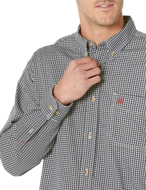 Men's Flame Resistant Western Style Button Down Work Shirt Long Sleeve Cotton Nylon Durable Comfort For Construction