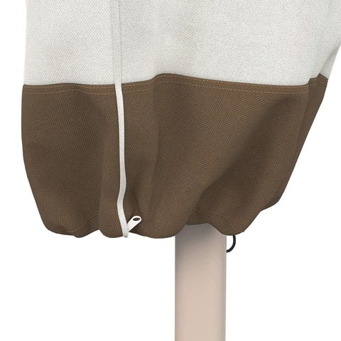 Outdoor Patio Umbrella Cover Rainproof and UV Resistant Fabric With All Season Protection Beige and White 7 By 23 By 76 Inches