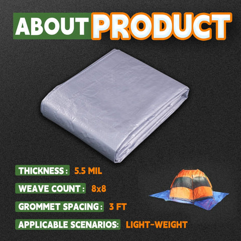 Blue Silver 4x4 Feet Waterproof Tarp Pack Of 2 Multipurpose Poly Tarp Cover Camping Shelter size 4x4