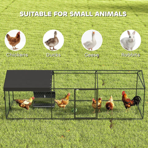 Large Outdoor Metal Chicken Coop Run With Weatherproof Anti UV Cover 10 Ft Long By 3.3 Ft Wide By 3.3 Ft High Roomy Cage
