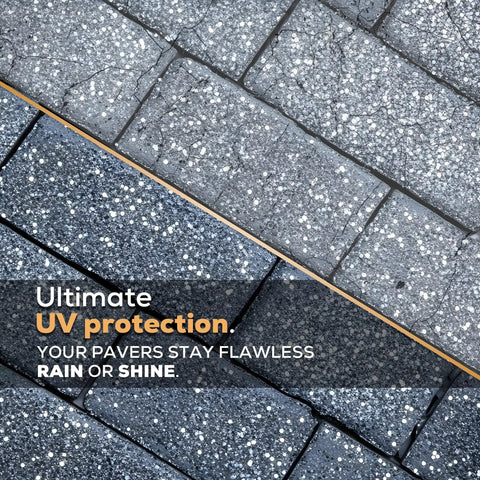 Five Gallon Clear Acrylic Paver Sealer Gives Concrete A Straight Up High Gloss Wet Look With Professional Grade Color Enhancing Formula That Dries Fast On Driveways Patios And Walkways For A Legit Pro Shine on sealed paving stones.