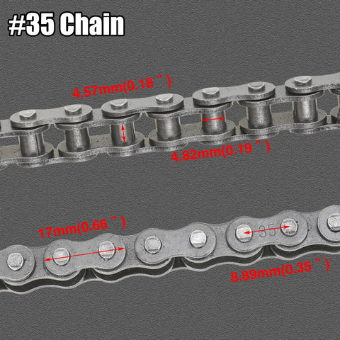 35 Chain For Mini Bike With Chain Breaker 140 Links Fits Coleman CT100U CC100X detailed view showing measurements