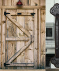 Rustic Gate Handle 9 Inch Cast Iron Barn Door Handle Heavy Duty Metal Fence Gate Pull For Garage Black 2 Pack shown on barn door