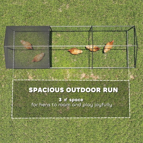 Top view of Large Outdoor Metal Chicken Coop Run With Weatherproof Anti UV Cover 10 Ft Long By 3.3 Ft Wide By 3.3 Ft High