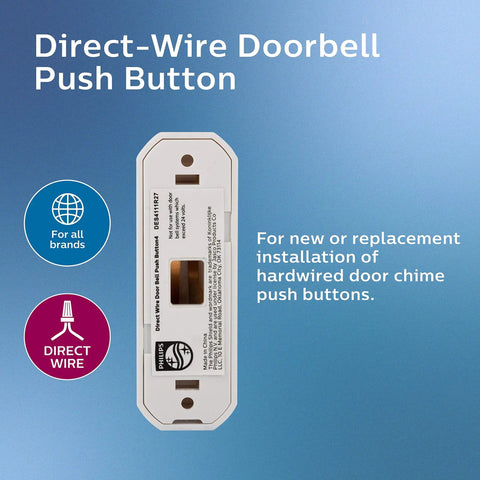 Direct Wire White Doorbell Push Button Replacement For 24V Systems DIY Install With Mounting Hardware And Instructions Fix Broken Doorbell Button Today side view