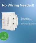 Wireless Doorbell Kit With Plug In Receiver And Push Button 150 Foot Range Four Volume Levels And Two Melodies Including Ding Dong And Westminster Easy Installation Battery Included Button No Wiring Needed plug-in receiver with pairing and volume controls