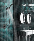 Shower System With 6 Mode Bathtub Handheld Showerhead And Rain Shower Combo, 2 In 1 Shower Head, Matte Black Finish setup in bathroom