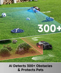 LiDAX Ultra 3000 All Terrain Robotic Lawn Mower navigating obstacles using AI vision and 360 Degree LiDAR on a lawn