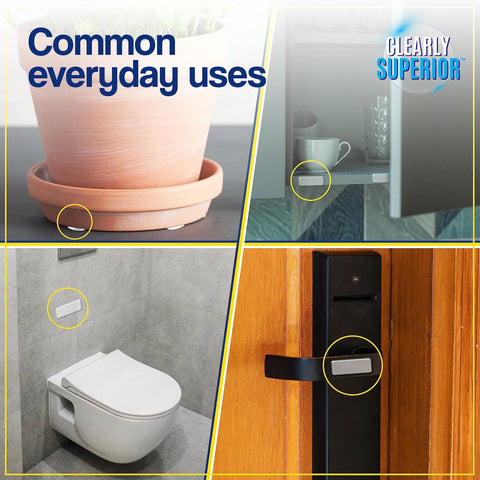 Heavy Duty Wall Bumpers Large 4 Pack Noise Reducing Furniture Pads protecting walls and floors in various everyday uses.