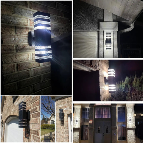 Two Pack Dusk To Dawn Exterior Wall Lights With Auto On Off Sensor, 14W 1200LM 3000K Warm White, Three Layer Aluminum Outdoor Sconces