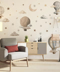 Dreamy Hot Air Balloon and Star Wall Decals Peel and Stick Vinyl Wall Stickers for Kiddo Sized Kids Room Nursery Decor displayed on wall